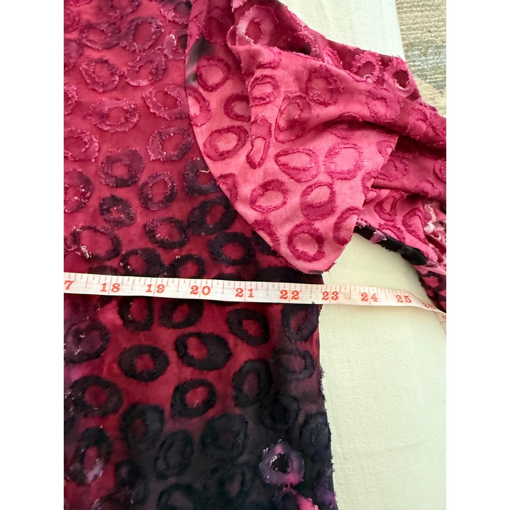 Ruby Rd XL Pink Black Velvet Burnout Tunic Bell Sleeve Whimsigoth Art to Wear - Picture 5 of 8